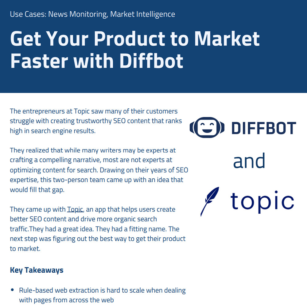 Get Your Product to Market Faster with Diffbot