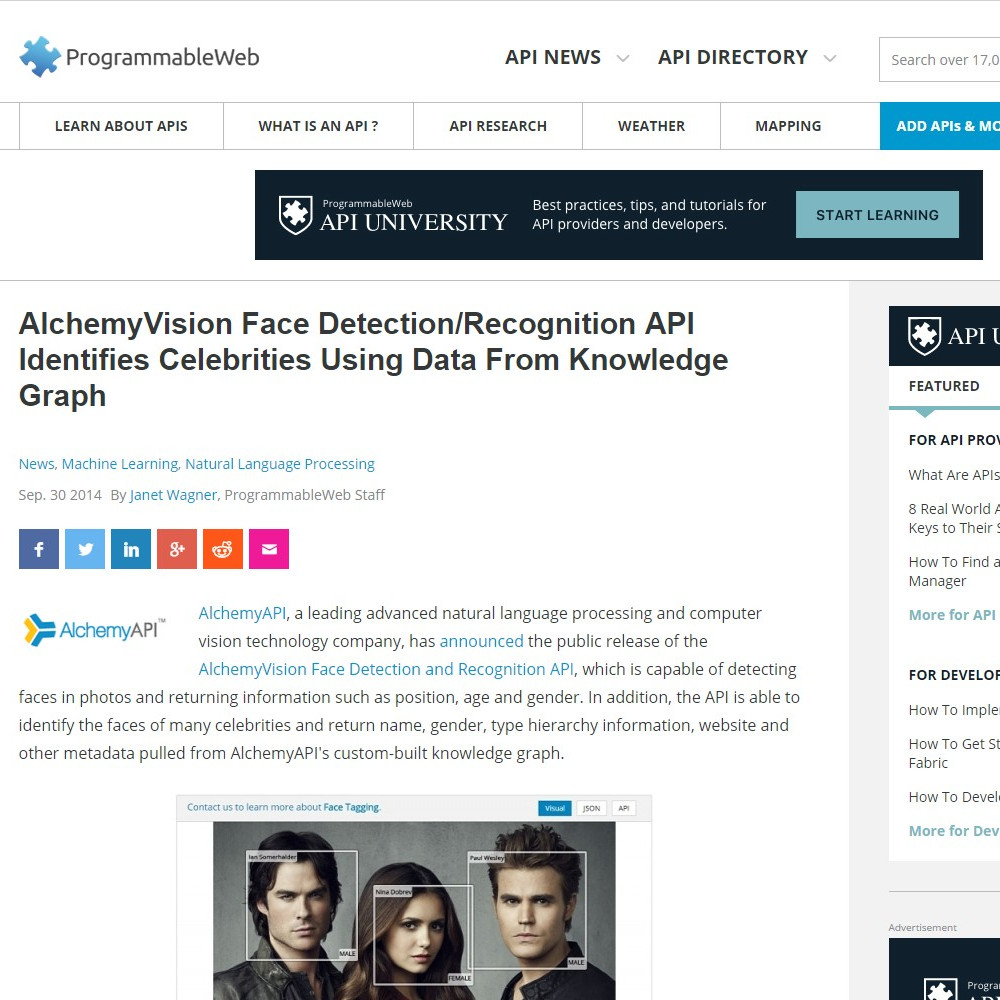 AlchemyVision Face Detection/Recognition API Identifies Celebrities Using Data From Knowledge Graph