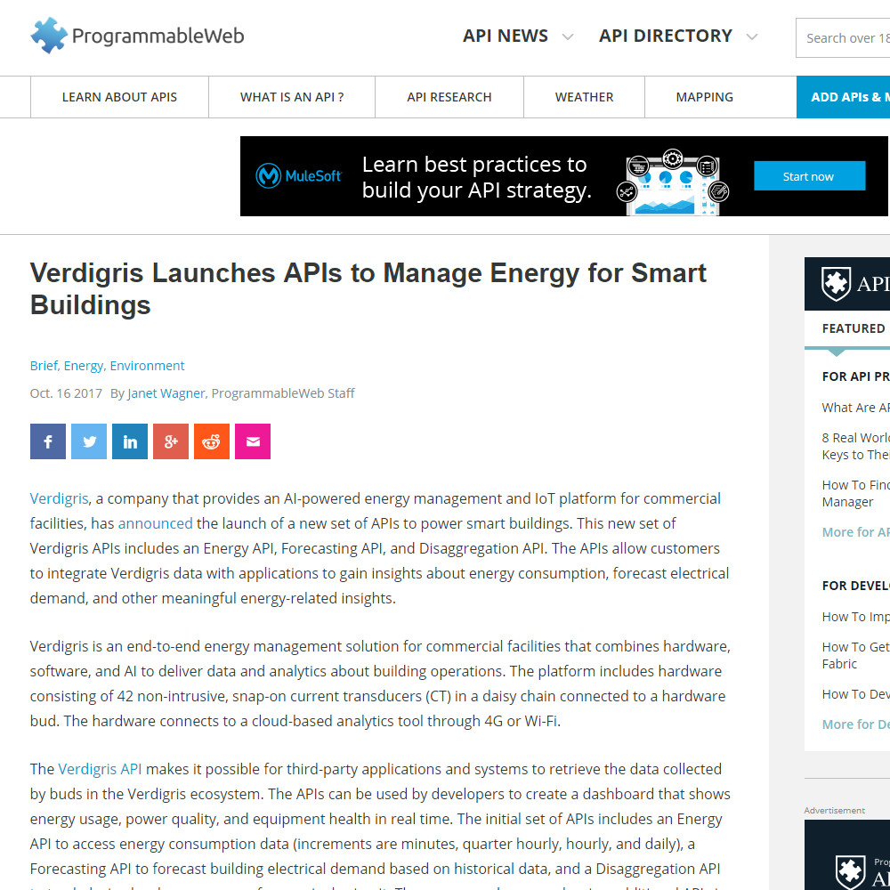 Verdigris Launches APIs to Manage Energy for Smart Buildings