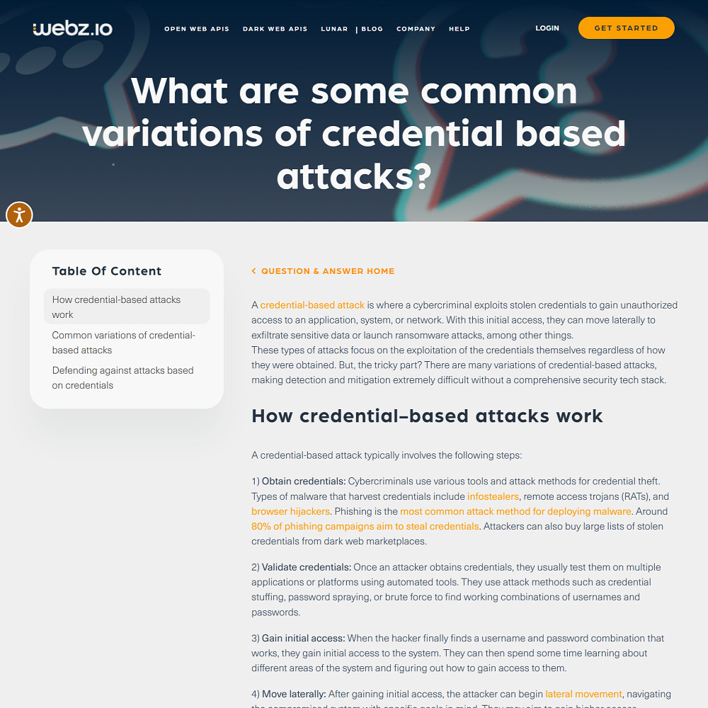 What are some common variations of credential based attacks?